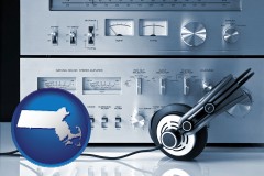 massachusetts map icon and stereo equipment